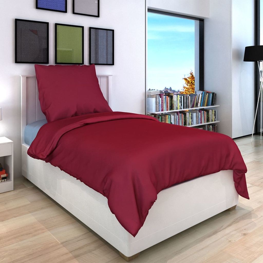 Duvet Cover Set Cotton Burgundy 135x200/60x70 cm